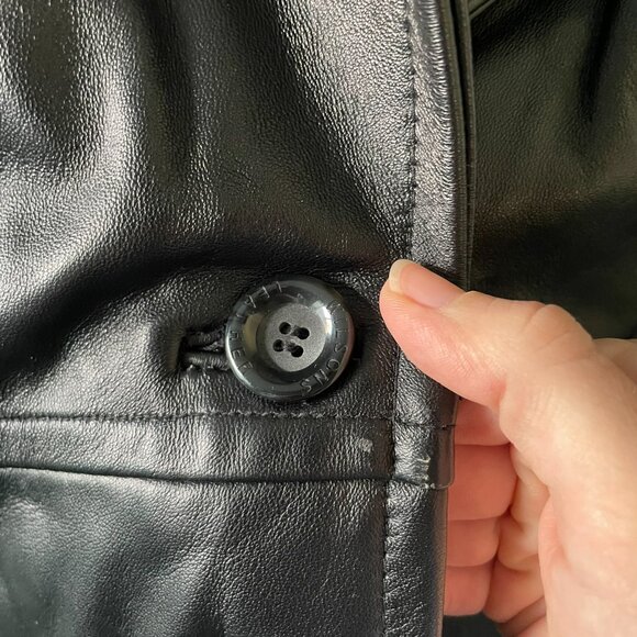 Hailey Bieber Style Genuine Leather Vintage Trench Coat - Picture 4 of 5